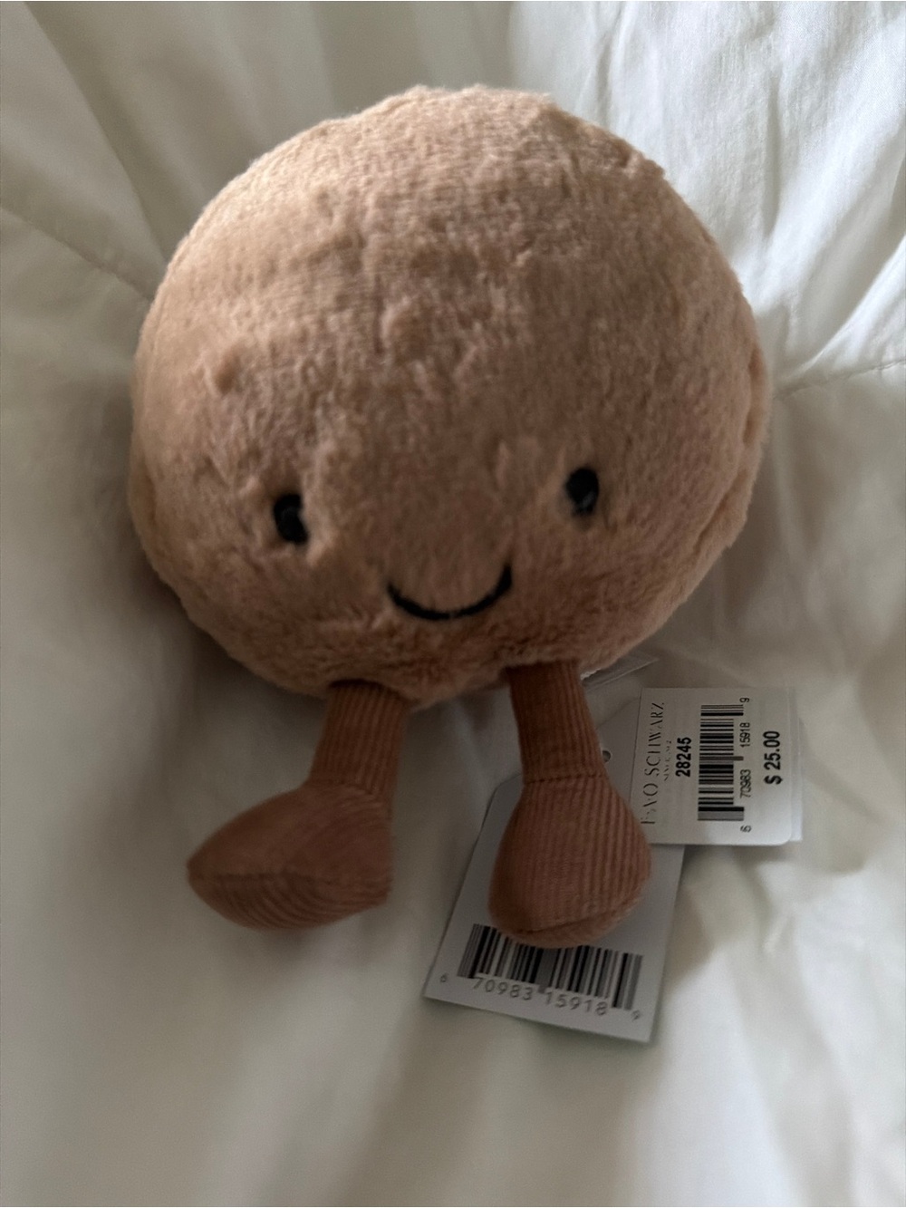 Jellycat Mona Macaroon Soft Brown Round Plush with Corduroy Legs